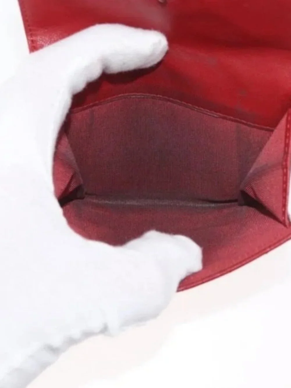 CHANEL Matelasse Compact Wallet Lamb Skin Red Silver CC Auth 179886A